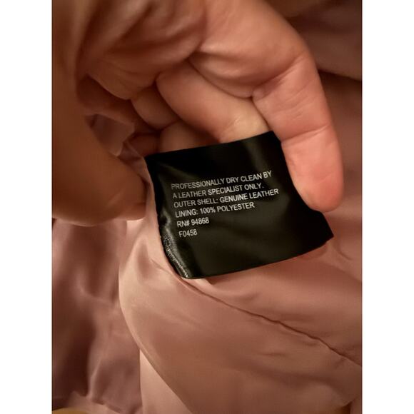 VTG Bernardo Baby Pink Leather Jacket Y2K Zipper Collar soft XL - Picture 3 of 3